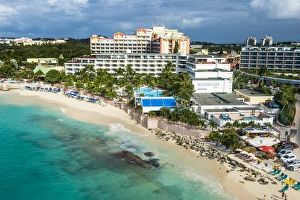 Aerial of Sint Maarten, West Indies, Caribbean, Central America