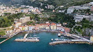 Shining Prints: Aerial of Sorrento, Bay of Naples, Campania, Italy, Europe