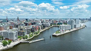 Heritage Site Prints: Aerial of the Speicherstadt, Hamburg, Germany, Europe