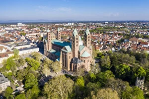 Typically German Gallery: Aerial of Speyer Cathedral, UNESCO World Heritage Site, Speyer, Germany, Europe