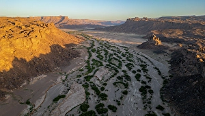 Tibesti Prints: Aerial of the sunset over rocky mountains around Zouar, Tibesti Mountains, Chad