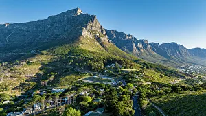 Aerial of the Table Mountain and the Twelve Apostles, Cape Town, South Africa, Africa