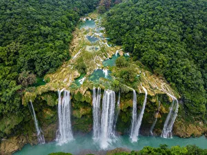 Flowing Water Gallery: Aerial of the Tamul waterfalls, Huasteca Potosi, San Luis Potosi, Mexico, North America
