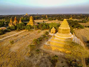 Aerial of the temples of Bagan (Pagan), Myanmar (Burma), Asia