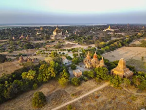 Aerial of the temples of Bagan (Pagan), Myanmar (Burma), Asia