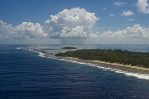 Tuamotus Prints: Aerial of Tikehau, Tuamotus, French Polynesia, Pacific