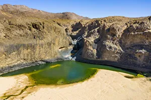 Waterfalls Prints: Aerial of the Timia waterfall, Oasis of Timia, Air Mountains, Niger, Africa