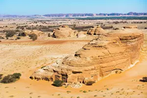 Burial Prints: Aerial of tombs carved in sandstone rock of Jabal Banat (Qasr al-Bint)