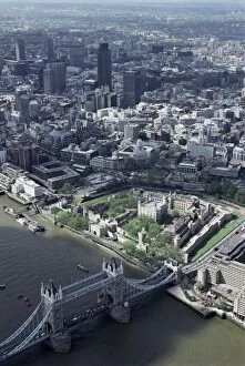 Tower Bridge Collection: Aerial of Tower Bridge, Tower of London and the City of London, London