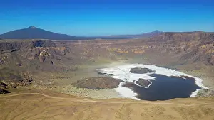 Crater Prints: Aerial of the Trou du Natron volcanic crater and its natron lakes, Tibesti Mountains, Chad
