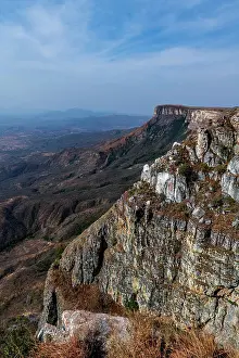 Aerial of the Tundavala Gap, great escarpment Serra da Leba, Lubango, Angola, Africa
