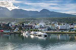 Cruise Ship Prints: Aerial of Ushuaia, Beagle Channel, Tierra del Fuego, Argentina, South America
