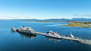 Cruise Ship Prints: Aerial of Ushuaia, Beagle Channel, Tierra del Fuego, Argentina, South America