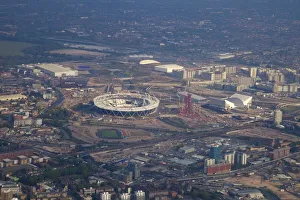 Olympic Stadium Prints: Aerial view of the 2012 Olympic Stadium, Stratford, East End, London, England