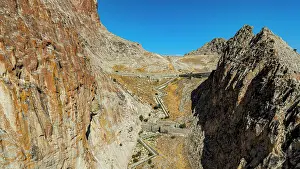 Altitude Prints: Aerial view of Alinja castle showcasing its position in a rocky landscape typical of Nakhchivan Azerbaijan