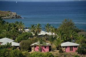 Virgin Gorda Prints: Aerial view over apartments of the Fischers Cove Resort, near Spanish Town