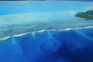 Vacationing Prints: Aerial view of atoll and reefs, Aitutaki, Cook Islands, Polynesia, South Pacific, Pacific