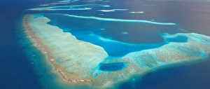 Coral Reefs Prints: Aerial view of atolls and islands, Male Atoll, Maldives, Indian Ocean
