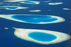 Atolls Prints: Aerial view of atolls in the Maldive Islands, Indian Ocean, Asia