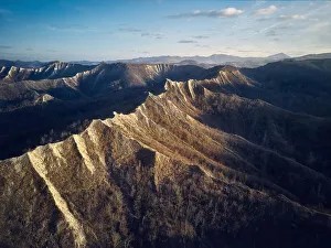 Badlands Prints: Aerial view over badlands, Emilia Romagna, Italy, Europe