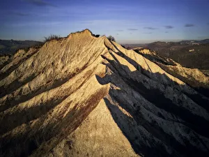 Badlands Prints: Aerial view over badlands ridge, Emilia Romagna, Italy, Europe