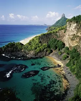 Pernambuco Prints: Aerial view of Baia dos Porcos, Parque Nacional de Fernando de Noronha