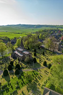 Grief Prints: Aerial view of Baslow church and village