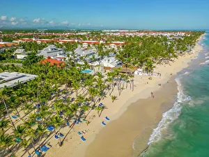Sun Lounger Prints: Aerial view of Bavaro Beach, Punta Cana