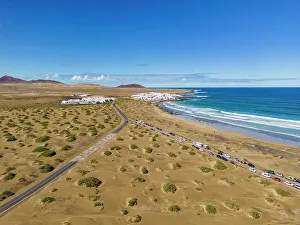 Las Palmas Prints: Aerial view of beach of Playa Famara