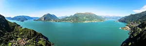 Varenna Prints: Aerial view of Bellano, Dervio