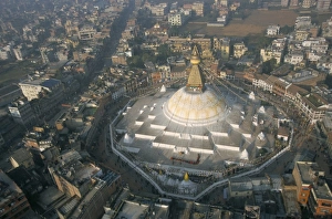 Stupa Prints: Aerial view of Boudhanath stupa