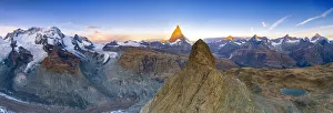 Dent Blanche Prints: Aerial view of Breithorn, Matterhorn, Dent Blanche, Obergabelhorn