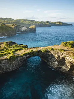 Rippled Prints: Aerial view of Broken Beach, Klungkung, Nusa Penida, Bali, Indonesia, Southeast Asia