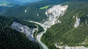 Land Prints: Aerial view captures the curves of the Rhein gorge surrounded by green hills