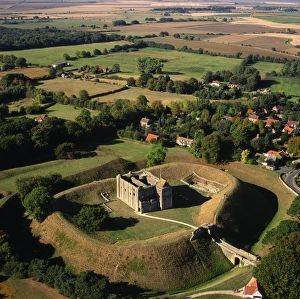 Rising Prints: Aerial view of Castle Rising, a medieval castle, Norfolk, England, United Kingdom, Europe