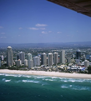 Gold Coast Prints: Aerial view of central area of Surfers Paradise, Gold Coast, Queensland