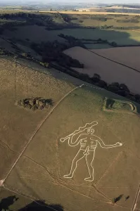 Giant Prints: Aerial view of the Cerne Abbas giant, Dorset, England, United Kingdom, Europe