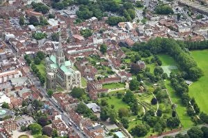 West Sussex Collection: Aerial view of Chichester Cathedral, Chichester, West Sussex, England, United Kingdom, Europe