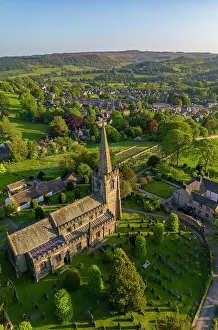 Grief Prints: Aerial view of church and village of Hathersage village