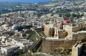 Protection Gallery: Aerial view of the Citadel, Victoria or Rabat, Gozo Island, Malta, Mediterranean, Europe