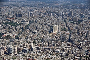 Aerial view over the city of Damascus