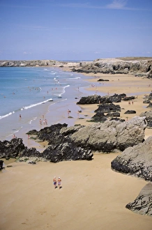 Quiberon Prints: Aerial view of coast, Quiberon, Cote Sauvage, Brittany, France, Europe