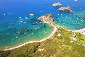 Latina Province Prints: Aerial view of the coast of the wild island of Palmarola