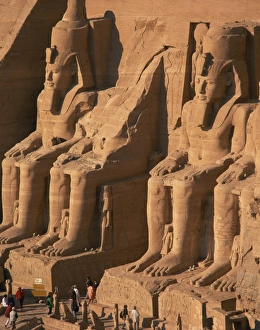 Abu Simbel Prints: Aerial view over the colossi of Ramses II, Temple of Re-Herakhte, built for Ramses II
