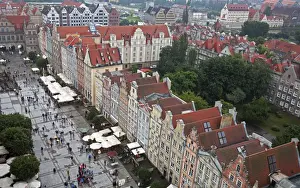Poland Prints: Aerial view of colourful building facades on Long Market (Dlugi Targ)