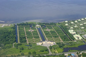 Aerial view of Constantine Palace, Strelna, near St. Petersburg, Russia, Europe