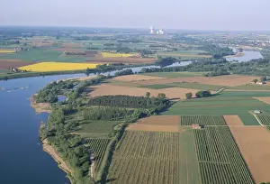 Aerial view of countryside near the nuclear power station of Saint Laurent-des-Eaux