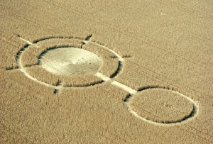 Enigma Prints: Aerial view of crop circles in a wheat field, Wiltshire, England, United Kingdom, Europe