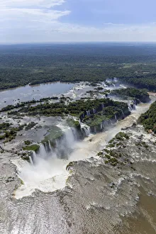 Aerial view of the Devils Throat and the Iguassu River, Iguazu Falls