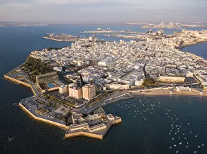 Cadiz Prints: Aerial view, by drone, of Cadiz, Andalucia, Spain, Europe
